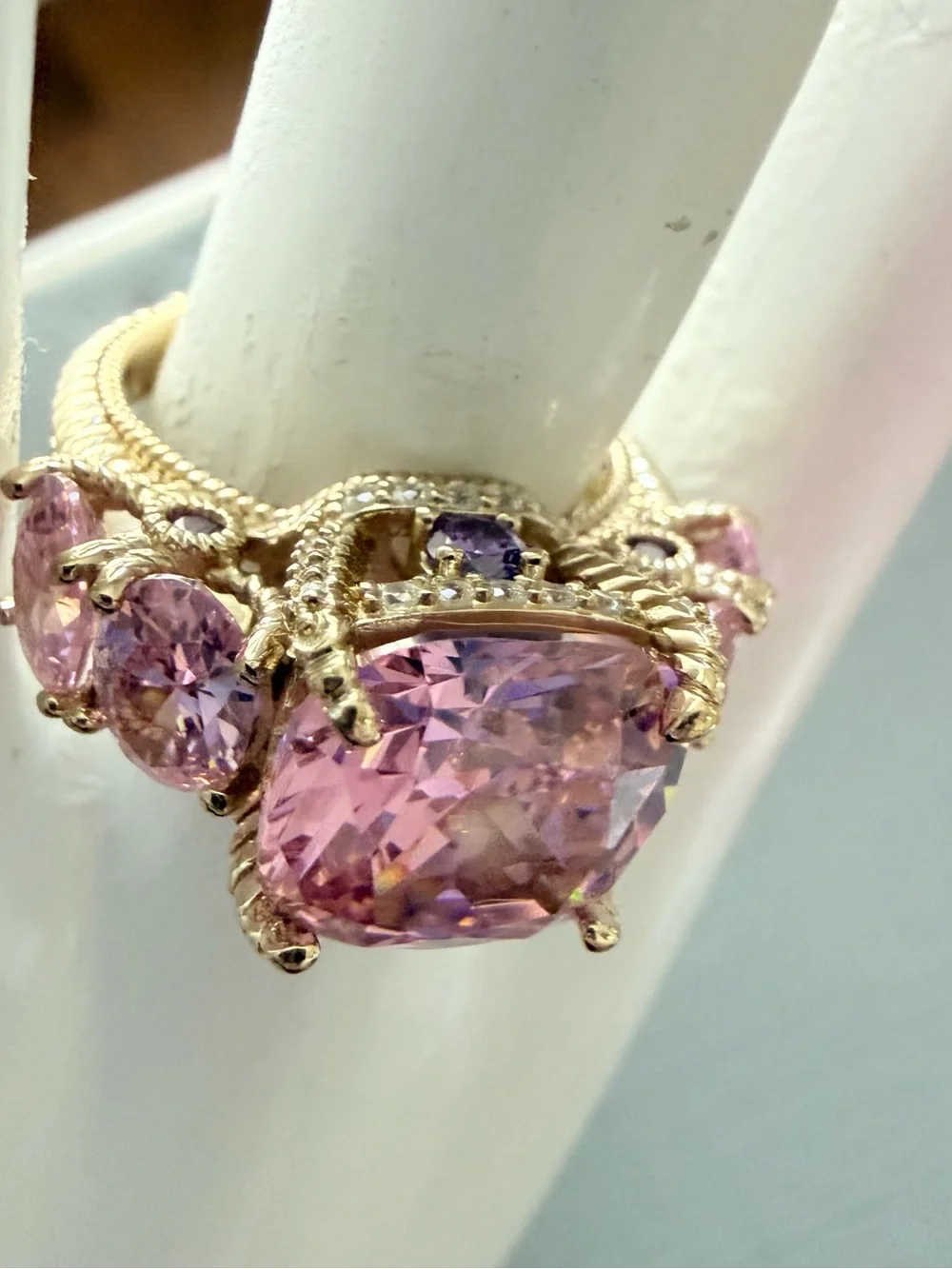 Judith Ripka 925 Sterling Silver 14k Gold Clad Ring 7 NEW